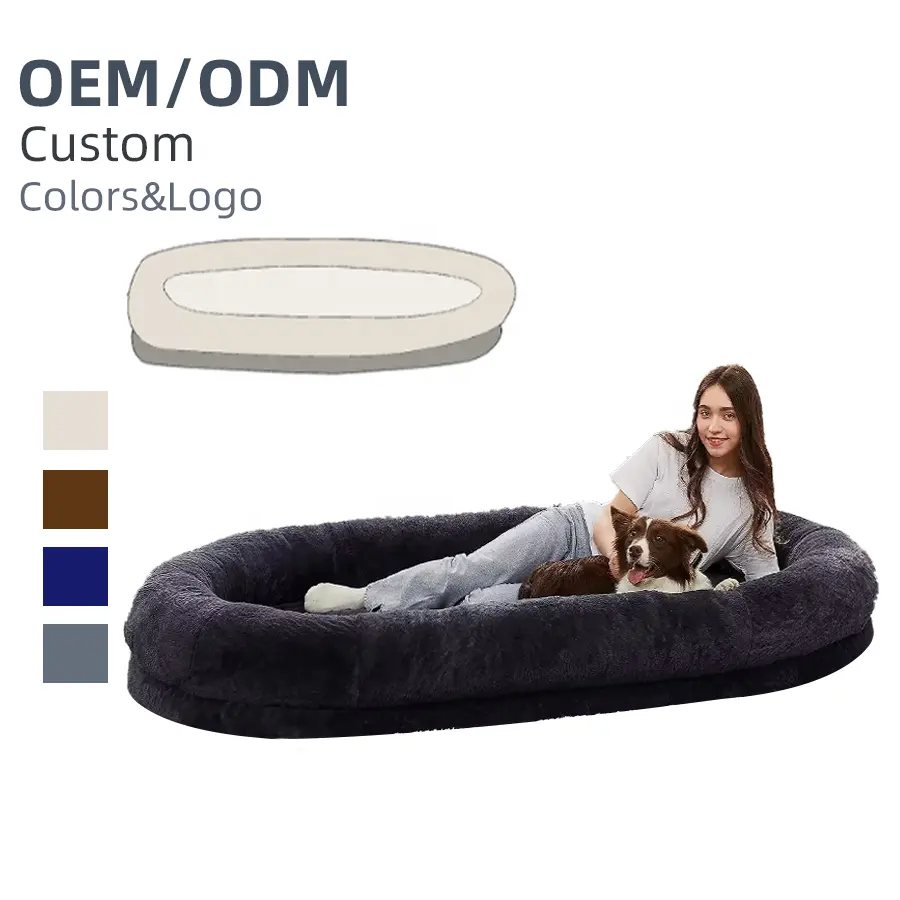 Venta al por mayor de fábrica de alta calidad cama para perros humanos para personas adultos cama para perro humano camas de tamaño para perros