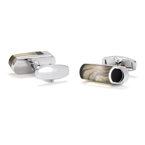 Boutons de manchette en laiton émaillé rectangulaires vintage français pour chemise d'homme, boutons de manchette décontractés pour chemise d'affaires pour homme - Product Image 4
