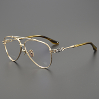 Monture de lunettes unisexe légère en titane et acétate, style pilote, double pont, ovale, imprimé, mode coréenne, pour lecture