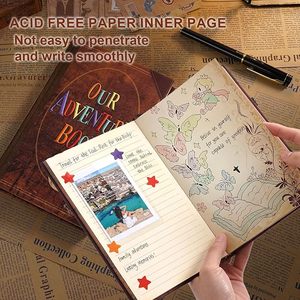 Nuestro <span class=keywords><strong>Libro</strong></span> de Aventuras, Diario de Tapa Dura, Álbum de Recortes, Álbum de Fotos, Estilo Retro, Cubierta con Letras en Relieve, Diario de Viaje, Álbum de Recortes - Product Image 5