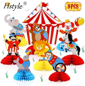 Circus Carnival Animals Honeycomb Centerpieces 3D Table Decorations for Birthday Baby Shower Party Supplies Set of 9 SD373