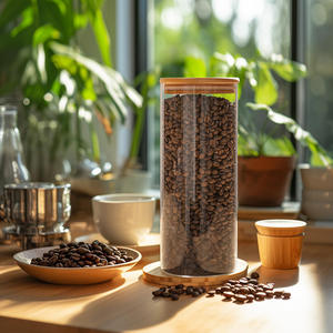 3包玻璃意大利面容器玻璃意大利面罐圆筒气密意大利面食品储存容器玻璃罐带竹盖 - Product Image 2