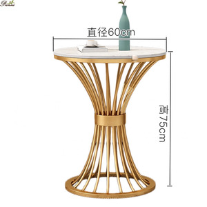 Tavolino <span class=keywords><strong>rotondo</strong></span> moderno in acciaio inossidabile oro <span class=keywords><strong>finto</strong></span> <span class=keywords><strong>marmo</strong></span> - Product Image 6