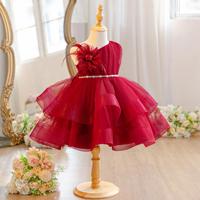 Gaun Putri Tutu Satu Bahu untuk Anak Perempuan, Gaun Pesta Formal untuk Ulang Tahun, Catwalk, Piano, Acara Malam