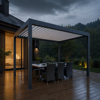 Pergola de jardin en aluminium avec revêtement poudré, à commande manuelle, pour studio, jardin, bureau - Durable, écologique, à lames orientables