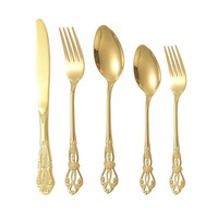 Ensemble de couverts en acier inoxydable doré, couteau, fourchette, cuillère, vaisselle de luxe pour banquet de mariage, poli miroir, couverts occidentaux