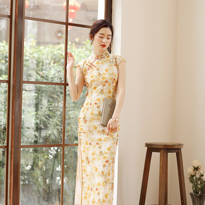 Elegant Fashion Gold Chinese Dresses for Women & Girls