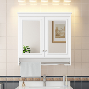 Gabinete de Baño con Espejo 3 en 1 de 30 Pulgadas, Montado en la Pared, con Estantes Ajustables, Puertas con Cierre Suave, Alta Definición - Product Image 1