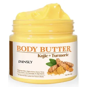 Private Label OEM Natürliche Bio Vegan Schlagsahne Shea butter Feuchtigkeit creme Haut Aufhellung Koji säure Kurkuma Körper butter