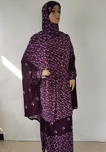 Ready Stock consegna rapida stampa di fiori in poliestere tessuto islamico da donna Eid 2 pezzi felpe con cappuccio Khimar con abito Abaya - Product Image 4