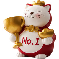 Ornement en résine Chat porte-bonheur créatif style dessin animé - Cadeau idéal pour les enseignants, fêtes de fin d'année, cérémonies de récompenses de la Journée des enseignants
