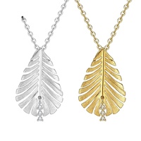 Collier pendentif en moissanite feuille de bananier texturée 2026, en argent sterling 925 plaqué or, luxe léger, vente en gros