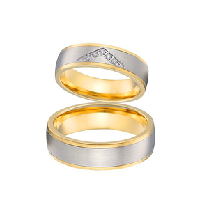 Anelli Nuziali Bicolore Placcati in Oro 24K, Design per Coppie, Fedi d'Amore per Uso Quotidiano, Anniversari, Feste, Regali per San Valentino - Product Image 5