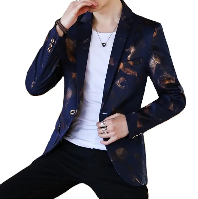 Floral Print Blazer Jacket Men Streetwear Mens Clothing Casual Suit Coat Male Slim Fit blazer masculino