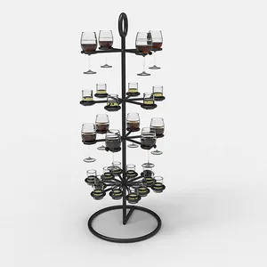 JH-Mech 4-Tier Goblet Glass Holder Cocktail Tree Display Stand for Wedding and Party Carbon Steel Cocktail Tree Stand