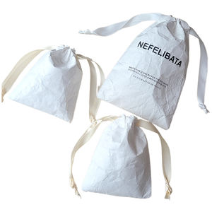 Sac à cordon en papier écologique personnalisé pour bijoux montre de maquillage mariage anniversaire bonbons épicerie cadeau étanche sac à poussière - Product Image 1