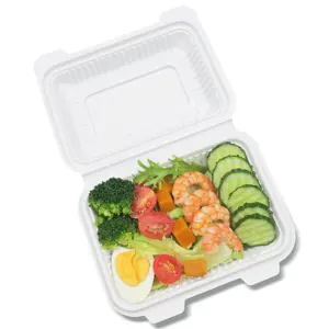 Hinged Take Out Food Container Microwave Meal Prep Plastic Clamshell Take Away Lunch Box