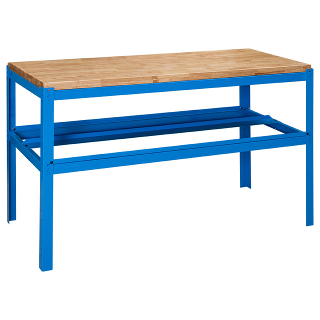 Blue Heavy-duty Steel Workbench With Wooden Top Work Bench