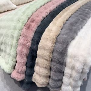 ผ้าปูเตียงขนสัตว์เทียมสองชั้นแบบหรูหราผ้าห่มขนมิงค์หนานุ่มสบายสำหรับการเดินทางในฤดูหนาวของตกแต่งบ้านโซฟาโซฟา - Product Image 2