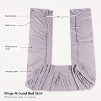 Jupe de lit lavable en machine en microfibre brossée anti-boulochage, avec volant anti-poussière enveloppant, coins fendus et bande élastique