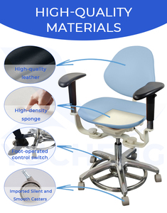Sgabello Ergonomico per Microscopio Dentale, Sedia da Dentista con Doppio Bracciolo per Utenti di Microscopi in Odontoiatria, Studi Dentistici e Ospedali - Product Image 5