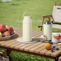 Frascos de vacío con aislamiento deportivo para gimnasio con logotipo personalizado, botella de agua con estampado de Metal de acero inoxidable de 15oz con mango de silicona con logotipo