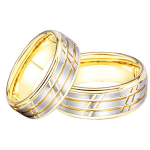 Anillos de Boda de Carburo de Tungsteno con Diseño de Ranuras Cruzadas, Chapados en <span class=keywords><strong>Oro</strong></span> de 18k, de 8mm para <span class=keywords><strong>Hombre</strong></span>, de CHENG JEWELERS - Product Image 5
