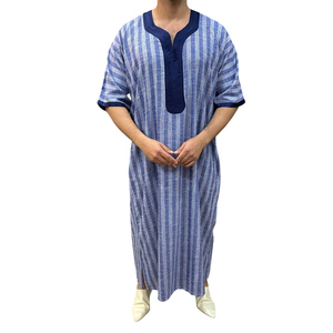Thobe en coton pour homme, de qualité supérieure, à rayures, respirant, décontracté, traditionnel, kaftan islamique, nouveau modèle - Product Image 1
