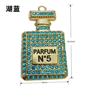 Penuh berlian imitasi botol parfum logam liontin gantungan kunci dekorasi Diy kerajinan jimat tas tangan tas sekolah mobil liontin kunci aksesoris - Product Image 5