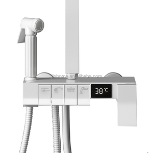 Ensemble <span class=keywords><strong>de</strong></span> douche thermostatique en cuivre <span class=keywords><strong>gris</strong></span> pistolet affichage <span class=keywords><strong>de</strong></span> la température système <span class=keywords><strong>de</strong></span> douche cascade hôtel <span class=keywords><strong>salle</strong></span> <span class=keywords><strong>de</strong></span> <span class=keywords><strong>bain</strong></span> colonnes <span class=keywords><strong>de</strong></span> douche - Product Image 5