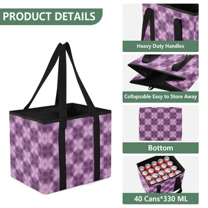 Organizadores de Maletero Plegables Impermeables de Nailon con Diseño Ulu Púrpura Hawaiano, Organizador de Coche, Bolsas de Compras Reutilizables con Impresión Personalizada - Product Image 3