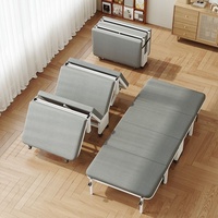 Lit pliant en métal à quatre sections avec cadre en acier, lit de sieste portable pour la maison et le bureau, design moderne