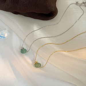 <span class=keywords><strong>Chris</strong></span> april Brass Pvd Plaqué Charme Goutte Collier Pendentif Jade Naturel - Product Image 2