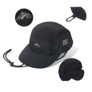 قبعة من البوليستر خفيفة الوزن مقاومة للماء بشعار مخصص جيدة التهوية قبعة رياضية للتخييم غير منظمة ذات 5 أطراف قبعة