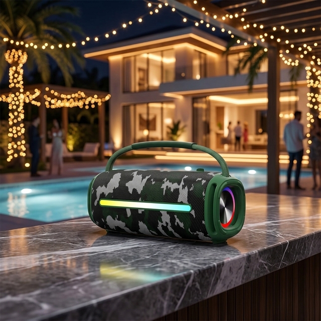 High Bass Music Sound IPX6 Waterproof 20W USB Powered RGB Wireless Speakers with Built-in Mic and Battery for Outdoor Party Use