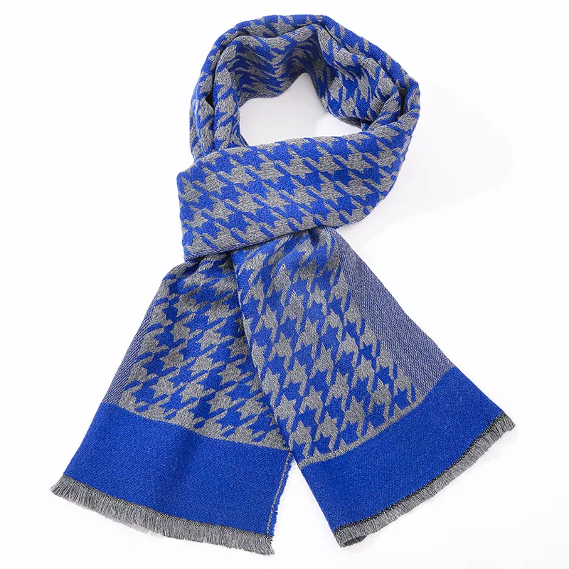 Winter Scarves for Men Shawls and Wraps Fashion Houndstooth Male Hijab Stoles Pashmina Winter Cashmere Scarves Foulard
