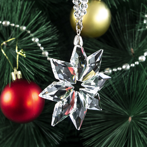 Guangzhou Meistverkaufte Hochwertige Personalisierte Kristall-Weihnachtsornamente Lasergravur Schneeflocke Kreisform für die Familie - Product Image 5