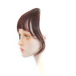 Peluca de estilo francés para celebridades de internet, con flequillo en forma de ocho, parte media y dos laterales, color marrón, sin encaje, efecto 3D adelgazante para el rostro, aire natural - Product Image 2