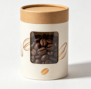 Eco-Friendly Kraft Paper Coffee Tube With Gold Foil Design Recyclable Cylindrical Canister For Coffee Beans Storage - Product Image 1
