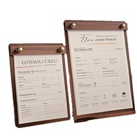 Présentoir de Table en Acrylique pour Menus et Listes de Prix A4 – Idéal pour Cafés, Salons de Thé et Restaurants Haut de Gamme – Support de Bureau en Noyer