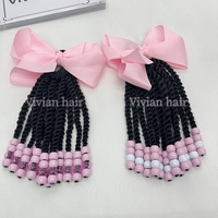 Vivian Hair : Queue de Cheval Tressée Enfant Très Vendue avec Perles et Nœud, Chouchous Enfants à Perles Colorées avec Bande Élastique