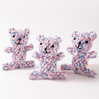 Jouet à mâcher pour chien en corde de coton avec nœud en forme d'ours et forme de canard pour le nettoyage des dents, vente en gros