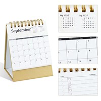 Mini calendrier de bureau, petit calendrier de table sur pied avec reliure spirale, planificateur de bureau compact pour l'organisation à domicile, au bureau ou à l'école