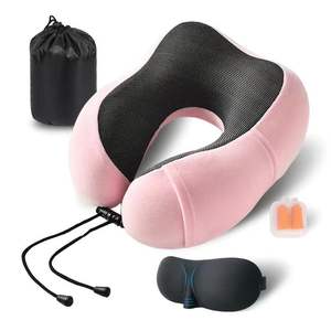 Almohada en forma de U Almohada de avión de algodón con memoria Portátil y almacenable para viaje Almohada de cuello para siesta de oficina - Product Image 5