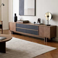 Meuble TV en bois massif, sur pied, étroit, pour salon, petit appartement, style nordique, luxe léger, meuble de rangement de style mid-century
