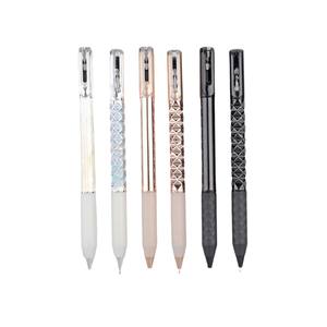 変形ペン ダイヤモンド幾何学模様 トレンド プラスチックゲルペン ゴールド＆レッドカラー 0.5mmペン先 カスタムロゴオプション付き - Product Image 1