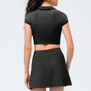 Set di Polo da Tennis gonna da Tennis personalizzata <span class=keywords><strong>2</strong></span> pezzi Set da donna Top corto Fitness con colletto - Product Image 5