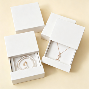 Boîte d'emballage de bijoux de luxe personnalisable avec logo, tiroir coulissant en papier pour collier, pendentif, bracelet et bague - Product Image 3