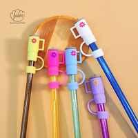 Offre Spéciale : Capuchon de paille en silicone motif fleur de dessin animé, protège-poussière pour gobelet Stanley, qualité alimentaire, personnalisable