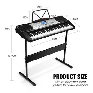 HUASHENG-<span class=keywords><strong>Teclado</strong></span> electrónico de 61 teclas con 24 canciones de demostración, soporte de música melódico con pantalla LED - Product Image 2